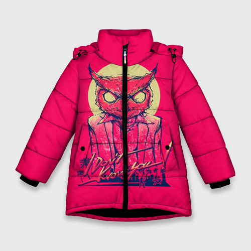 Зимняя куртка для девочек 3D с принтом Hotline Miami 11, вид спереди #2