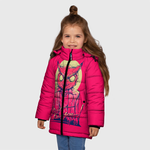 Зимняя куртка для девочек 3D с принтом Hotline Miami 11, фото на моделе #1