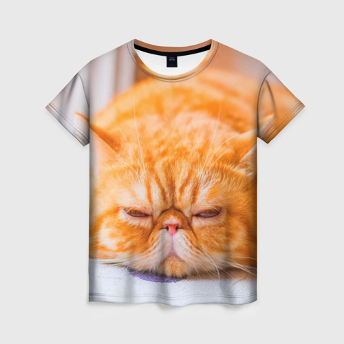 Женская футболка 3D Рыжий кот, цвет 3D печать