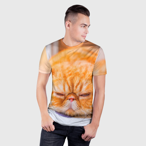 Мужская футболка 3D Slim Рыжий кот, цвет 3D печать - фото 3