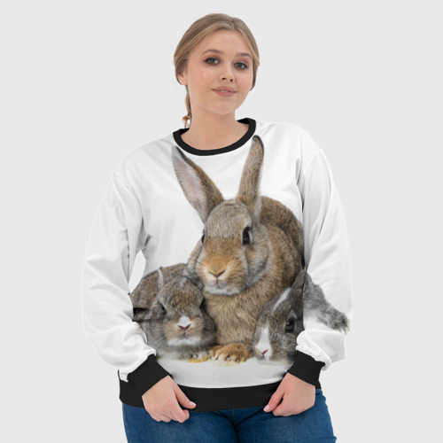 Женский свитшот 3D с принтом Кролики, фото #4