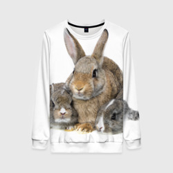 Женский свитшот 3D Кролики - семейство