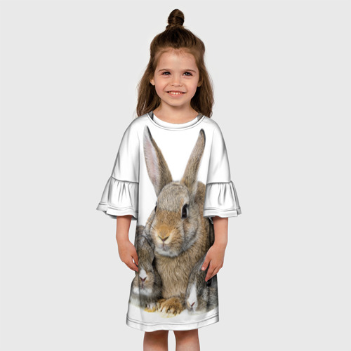 Детское платье 3D Кролики, цвет 3D печать - фото 4