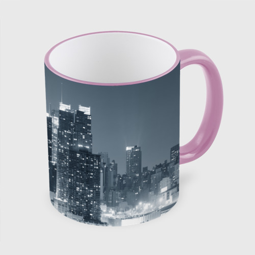 Кружка с полной запечаткой Ночной город, цвет Кант розовый - фото 3