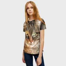 Женская футболка 3D Кот серьезный - фото 2