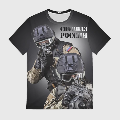 Мужская футболка 3D с принтом Спецназ России - штурмовики, вид спереди #2