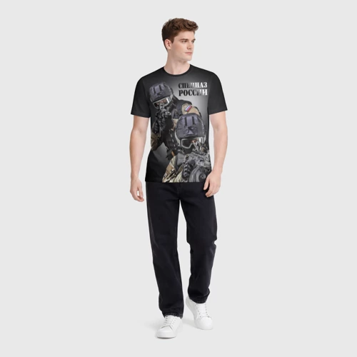 Мужская футболка 3D с принтом Спецназ России - штурмовики, вид сбоку #3