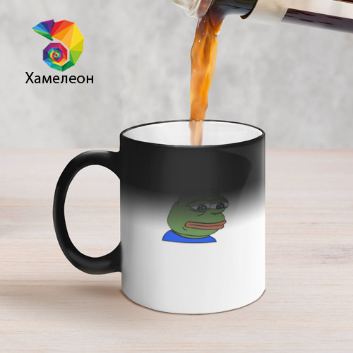 Кружка хамелеон Sad frog, цвет белый + черный - фото 5