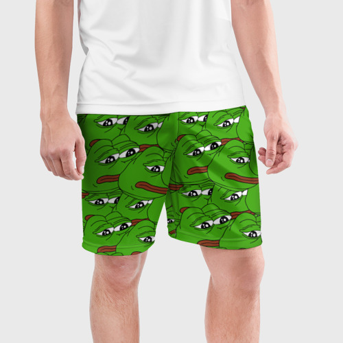 Мужские шорты спортивные с принтом Sad frogs, фото на моделе #1