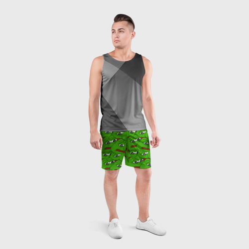 Мужские шорты спортивные с принтом Sad frogs, вид сбоку #3