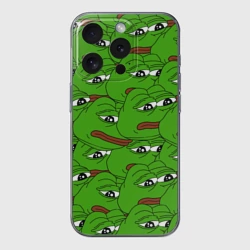 Чехол для iPhone 15 Pro Max силиконовый с защитой камеры Sad frogs