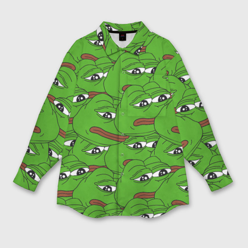 Мужская рубашка oversize 3D Sad frogs, цвет белый