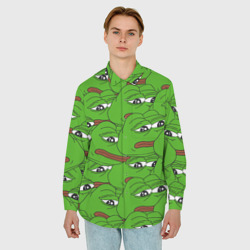 Мужская рубашка oversize 3D Sad frogs - фото 2