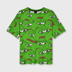 Женская футболка oversize 3D Sad frogs