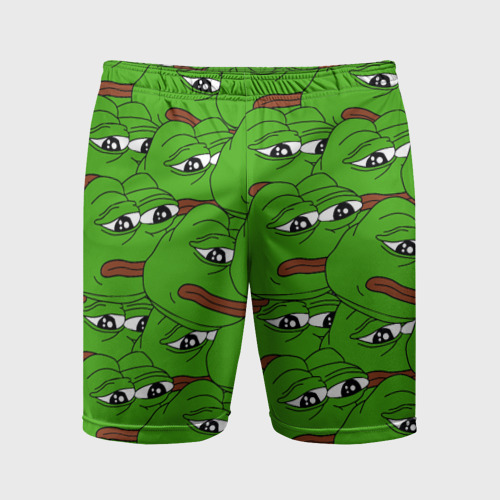 Мужские шорты спортивные с принтом Sad frogs, вид спереди #2