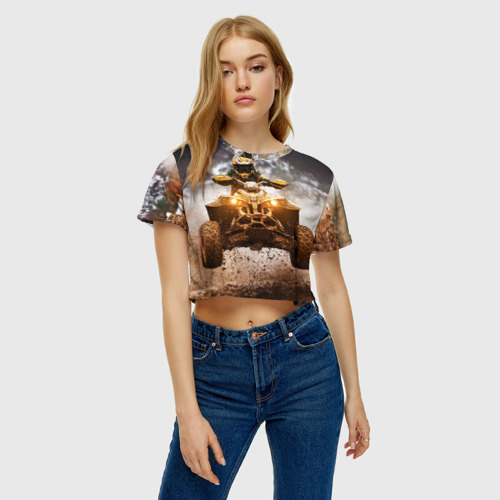 Женская футболка Crop-top 3D Квадроцикл, цвет 3D печать - фото 4