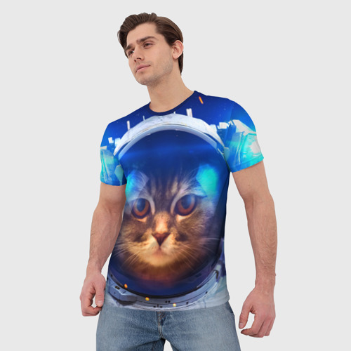 Мужская футболка 3D Кот космонавт - фото 3