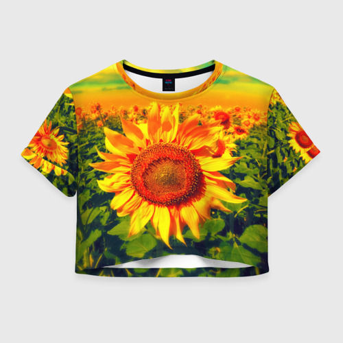 Женская футболка Cropp-top Подсолнухи Фото 01 Женская футболка Cropp-top Подсолнухи Фото 01