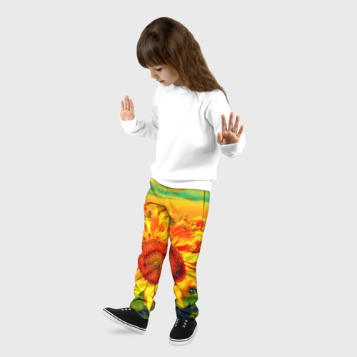 Детские брюки 3D Подсолнухи, цвет 3D печать - фото 3