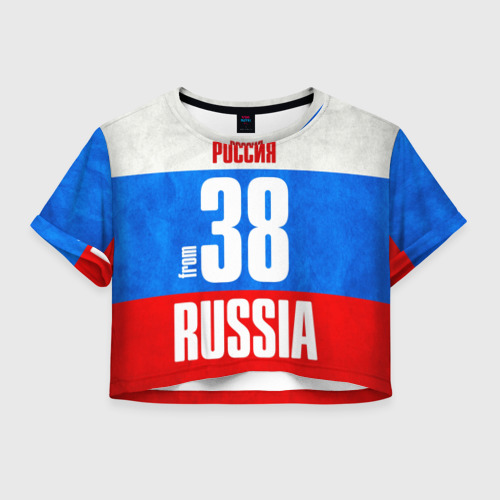 Женская футболка Crop-top 3D Russia (from 38), цвет 3D печать