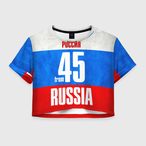 Женская футболка Crop-top 3D Russia (from 45), цвет 3D печать