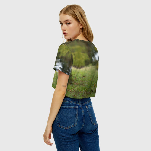 Женская футболка Crop-top 3D Олень, цвет 3D печать - фото 5