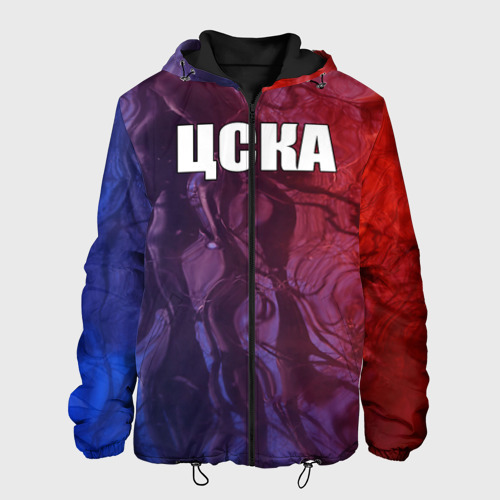Мужская куртка 3D с принтом ЦСКА (красно-синие), вид спереди #2