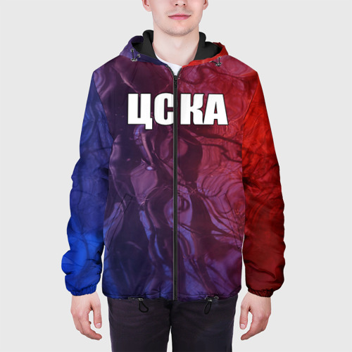 Мужская куртка 3D с принтом ЦСКА (красно-синие), вид сбоку #3