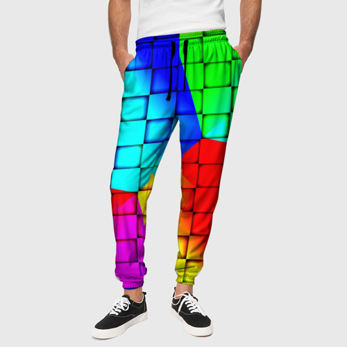 Мужские брюки 3D Кубики, цвет 3D печать - фото 4