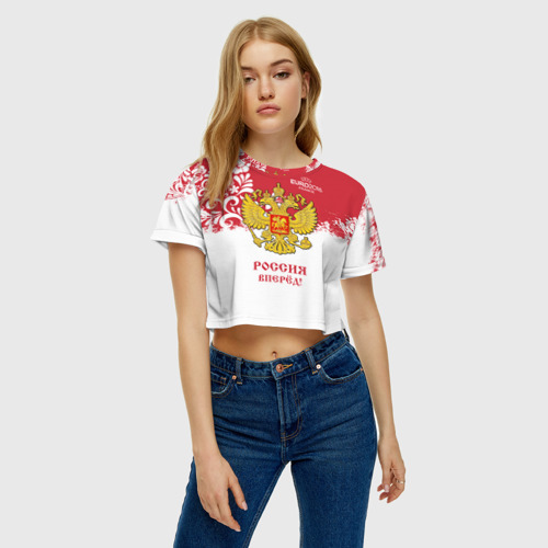 Женская футболка Crop-top 3D Euro 2016 (Russia) - фото 4