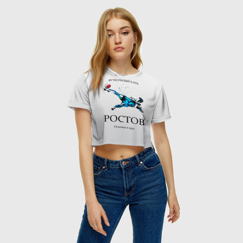 Женская футболка Crop-top 3D ФК Ростов, цвет 3D печать - фото 3