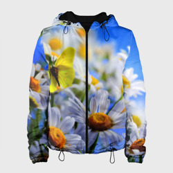 Женская куртка 3D Ромашки и бабочка