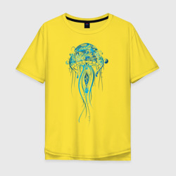 Мужская футболка хлопок Oversize Синяя медуза
