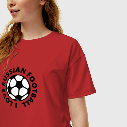 Женская футболка хлопок Oversize Сборная России, цвет красный - фото 3