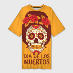 Платье-футболка 3D Мексиканский череп