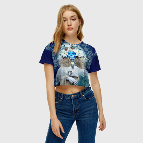Женская футболка Crop-top 3D День мертвецов, цвет 3D печать - фото 3