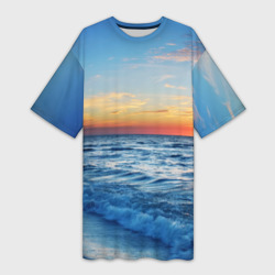 Платье-футболка 3D Море на закате