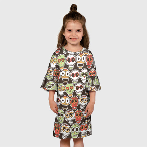 Детское платье 3D Мексиканские черепа, цвет 3D печать - фото 4
