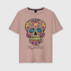 Женская футболка хлопок Oversize Мексиканский череп