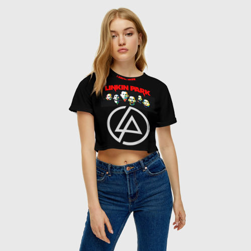 Женская футболка Crop-top 3D Linkin Park, цвет 3D печать - фото 3