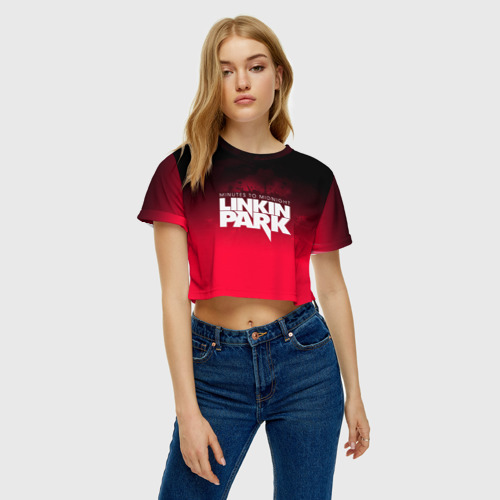 Женская футболка Crop-top 3D Linkin Park, цвет 3D печать - фото 3