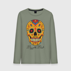 Мужской лонгслив хлопок Мексиканский череп в день мертвецов