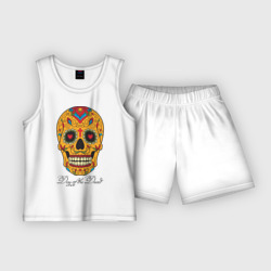 Детская пижама с шортами хлопок Мексиканский череп в день мертвецов