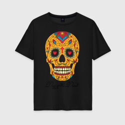 Женская футболка хлопок Oversize Мексиканский череп