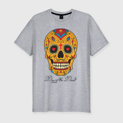 Мужская футболка хлопок Slim Мексиканский череп в день мертвецов