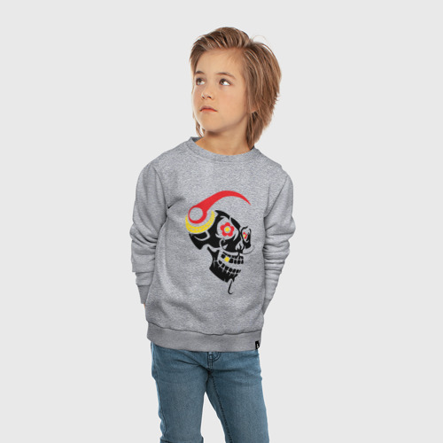 Детский свитшот хлопок Череп в наушниках, цвет меланж - фото 5