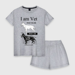 Женская пижама с шортиками хлопок I Am Vet