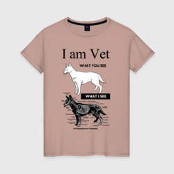 I Am Vet – Женская футболка хлопок с принтом купить со скидкой в -20%