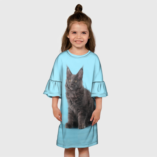 Детское платье 3D Кот мейн кун, цвет 3D печать - фото 4