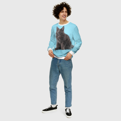 Мужской свитшот 3D Кот мейн кун, цвет белый - фото 5